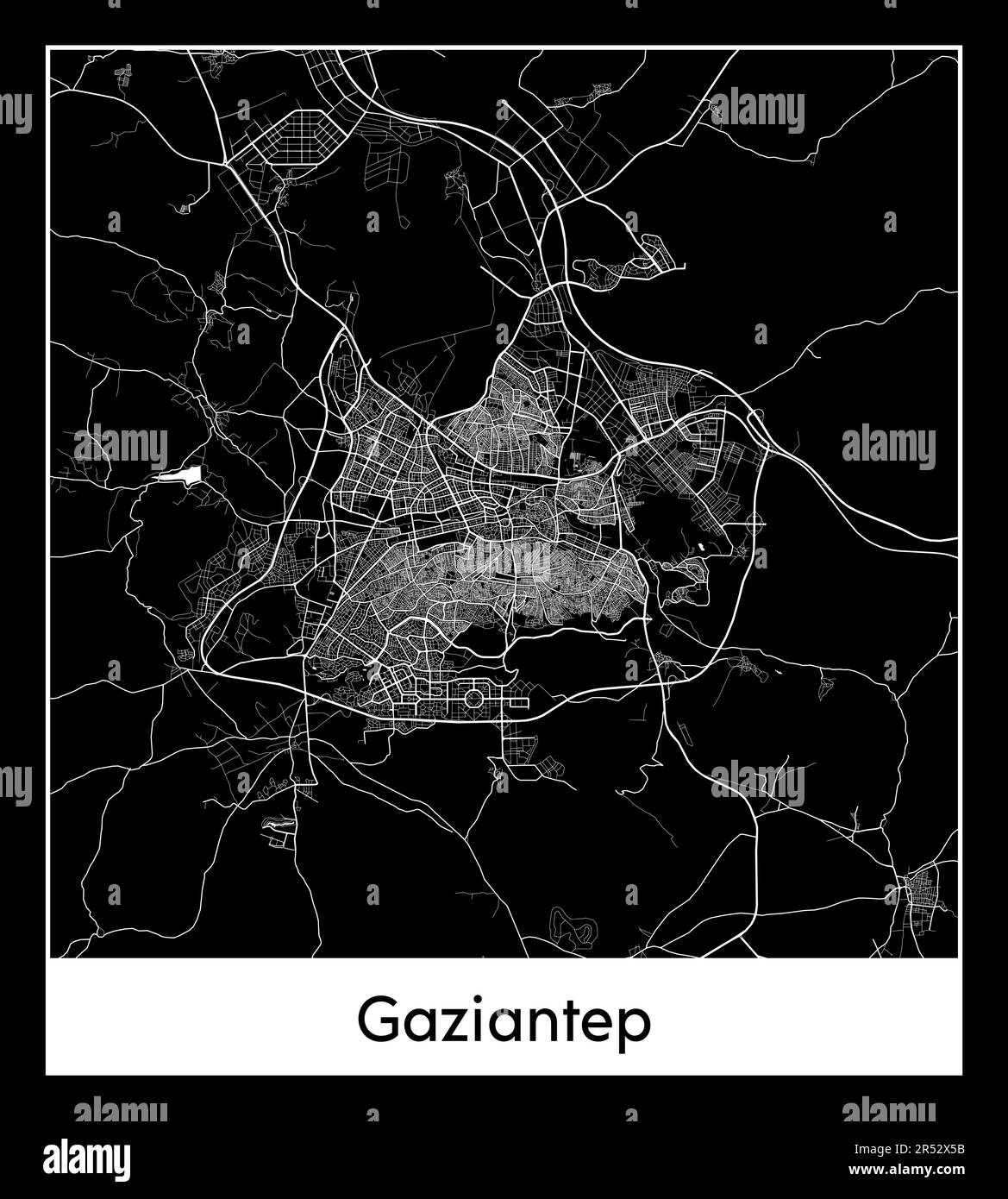 Minimal city map of Gaziantep (Turkey AMinimal city map of Gaziantep (Turkey Asia)sia) Stock Vector