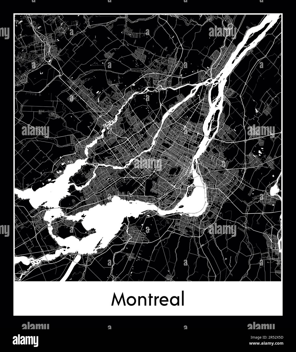 Minimal city map of Montreal (Canada North America Stock Vector Image