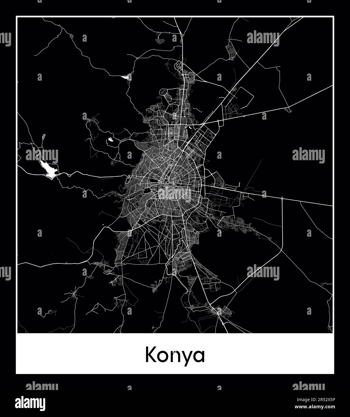 Minimal city map of Konya (Turkey Asia)Minimal city map of Konya