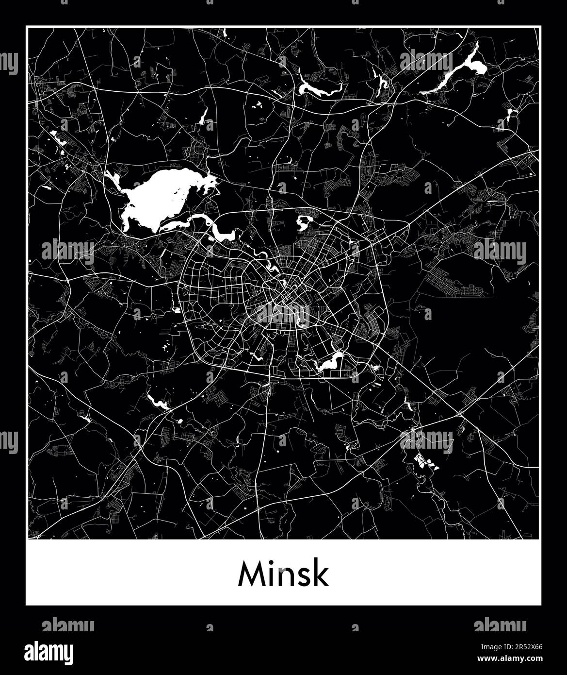 Minimal city map of Minsk (Belarus EuroMinimal city map of Minsk (Belarus Europe)pe) Stock Vector