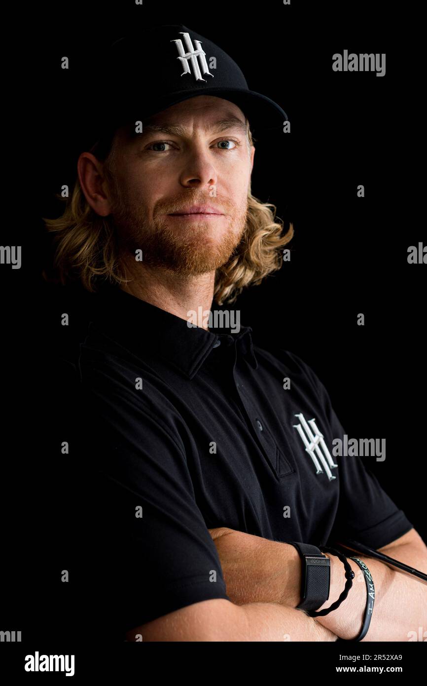 Scott Vincent of Iron Heads GC Poses for his LIV Golf headshots ahead