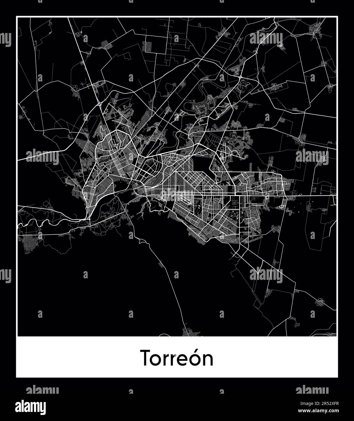 Minimal city map of Torreon (Mexico North America Stock Vector Image