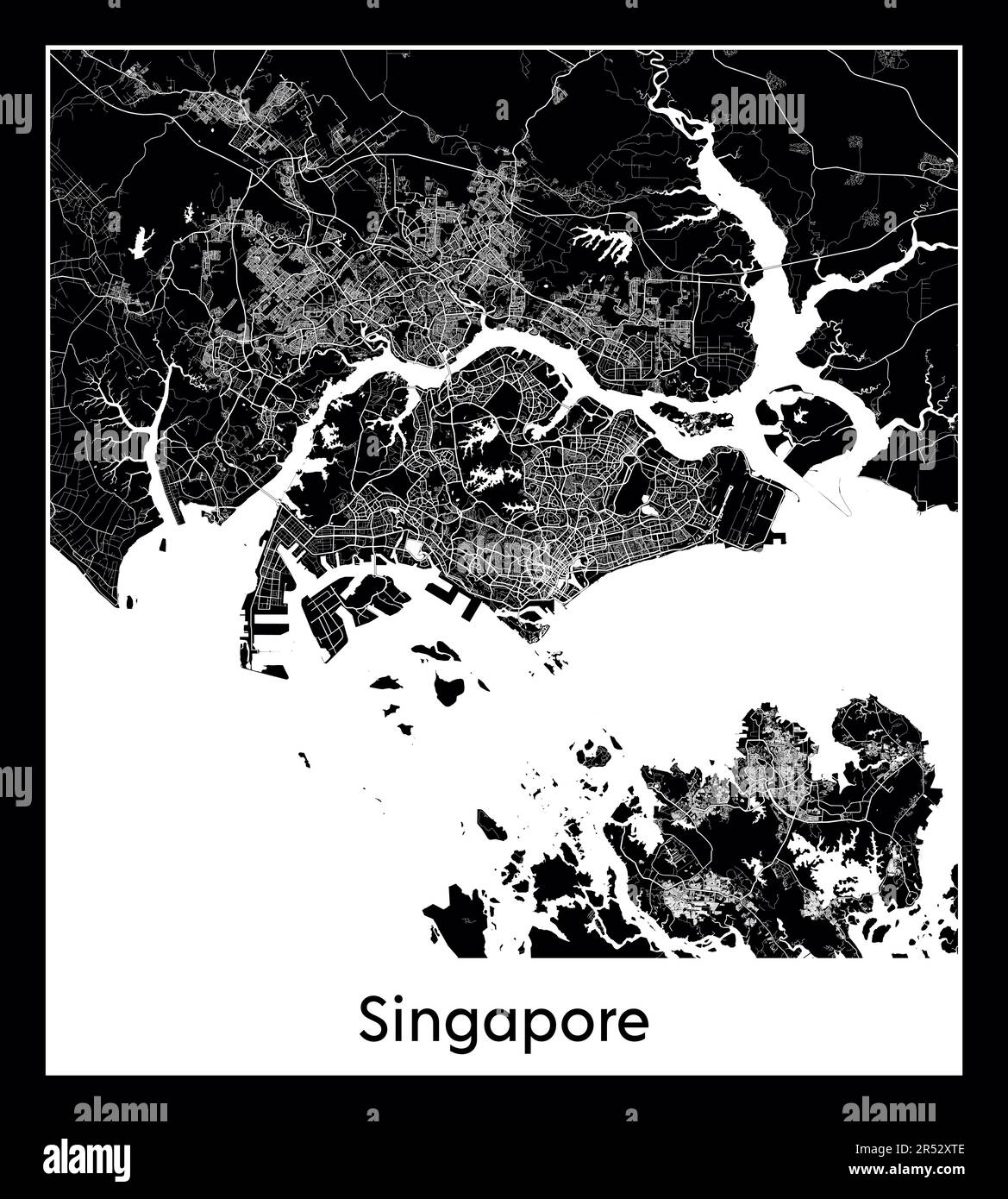 Minimal city map of Singapore (SingaporMinimal city map of Singapore ...