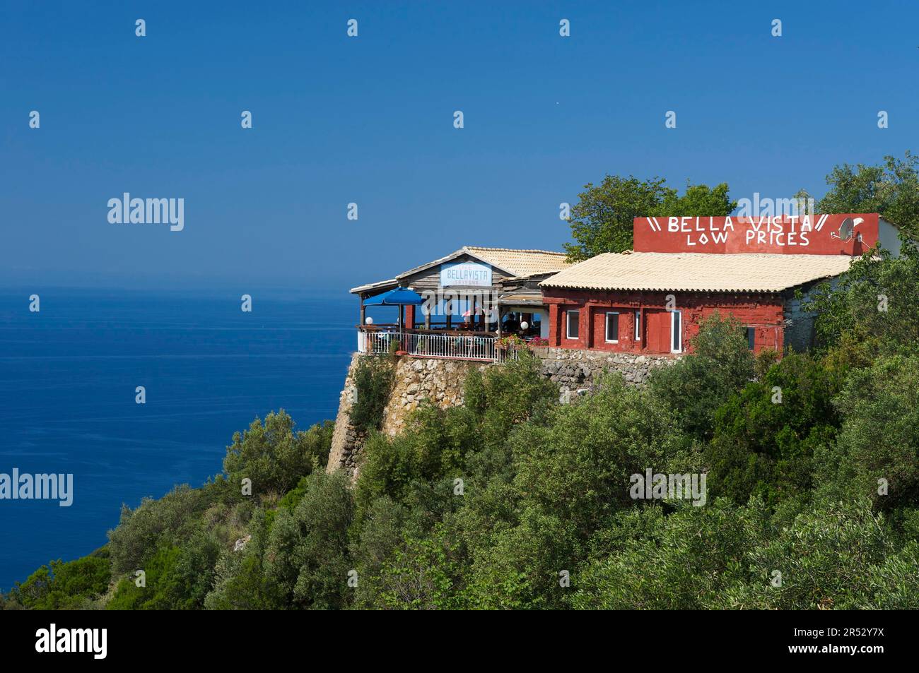 Restaurant Above Paleokastritsa Corfu Ionian Islands Greece Stock 