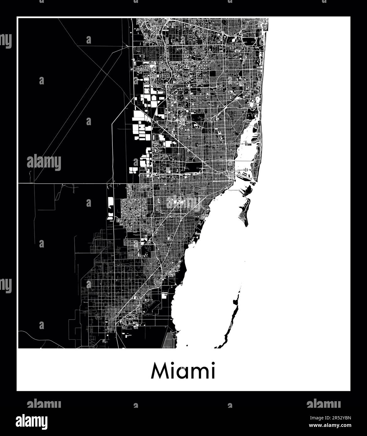Minimal city map of Miami United - Minimal City Map Of Miami United States North America 2R52YBN