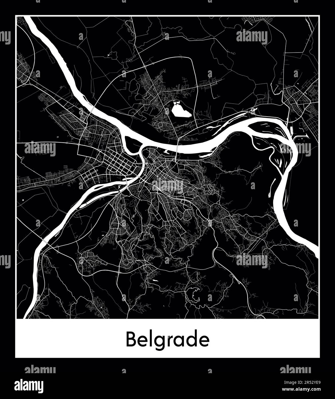 Minimal city map of Belgrade (Serbia EuMinimal city map of Belgrade