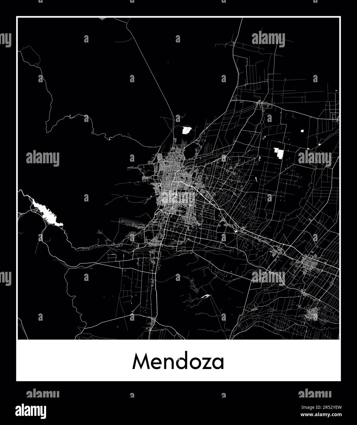 Minimal city map of Mendoza (Argentina South America Stock Vector Image ...