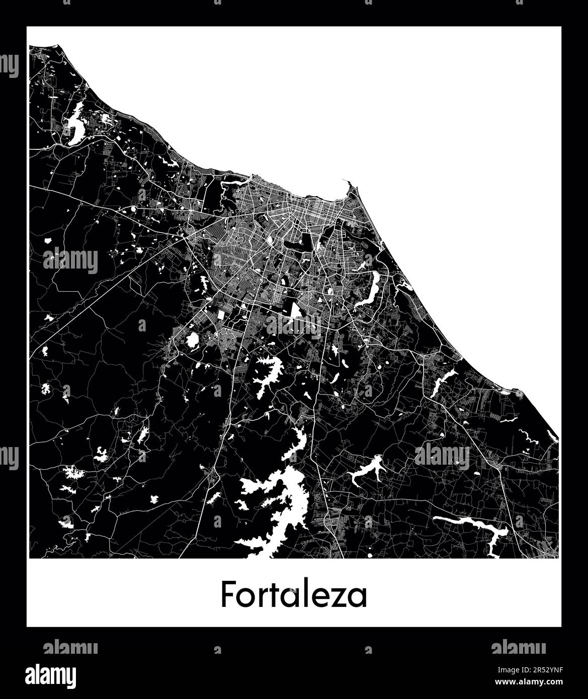 Minimal city map of Fortaleza (Brazil South America Stock Vector Image