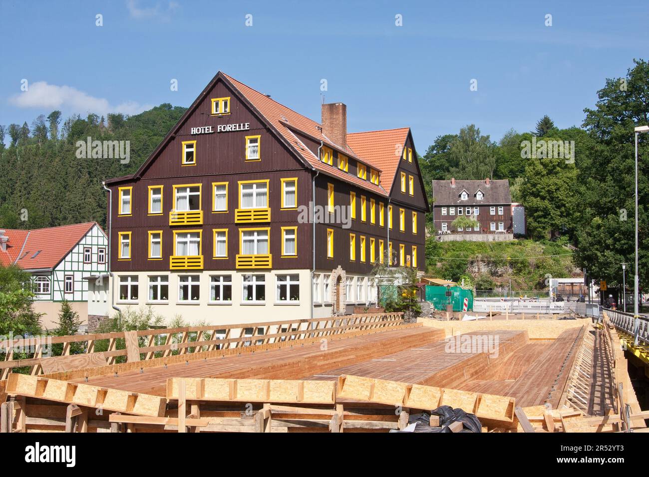 Hotel Forelle Treseburg in the Harz Mountains Stock Photo