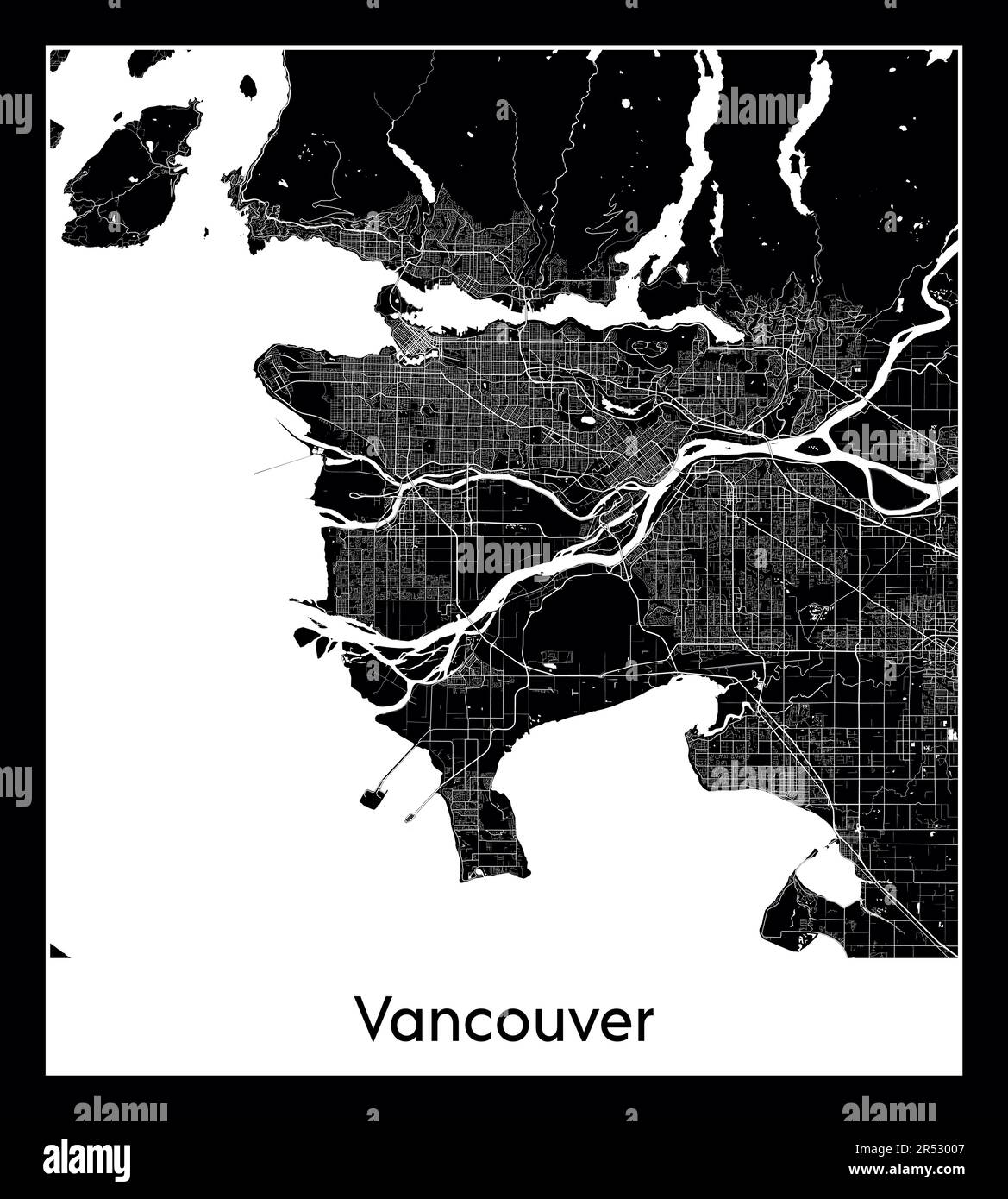 Minimal city map of Vancouver (Canada North America Stock Vector Image