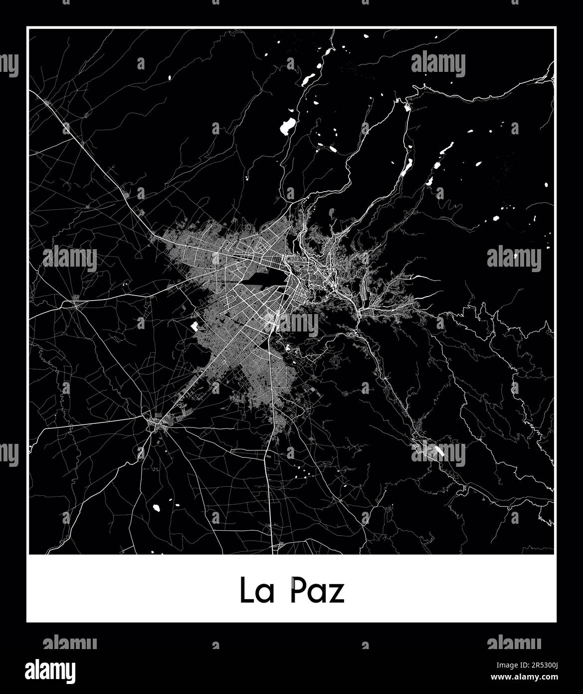 Minimal city map of La Paz (Bolivia South America) Stock Vector