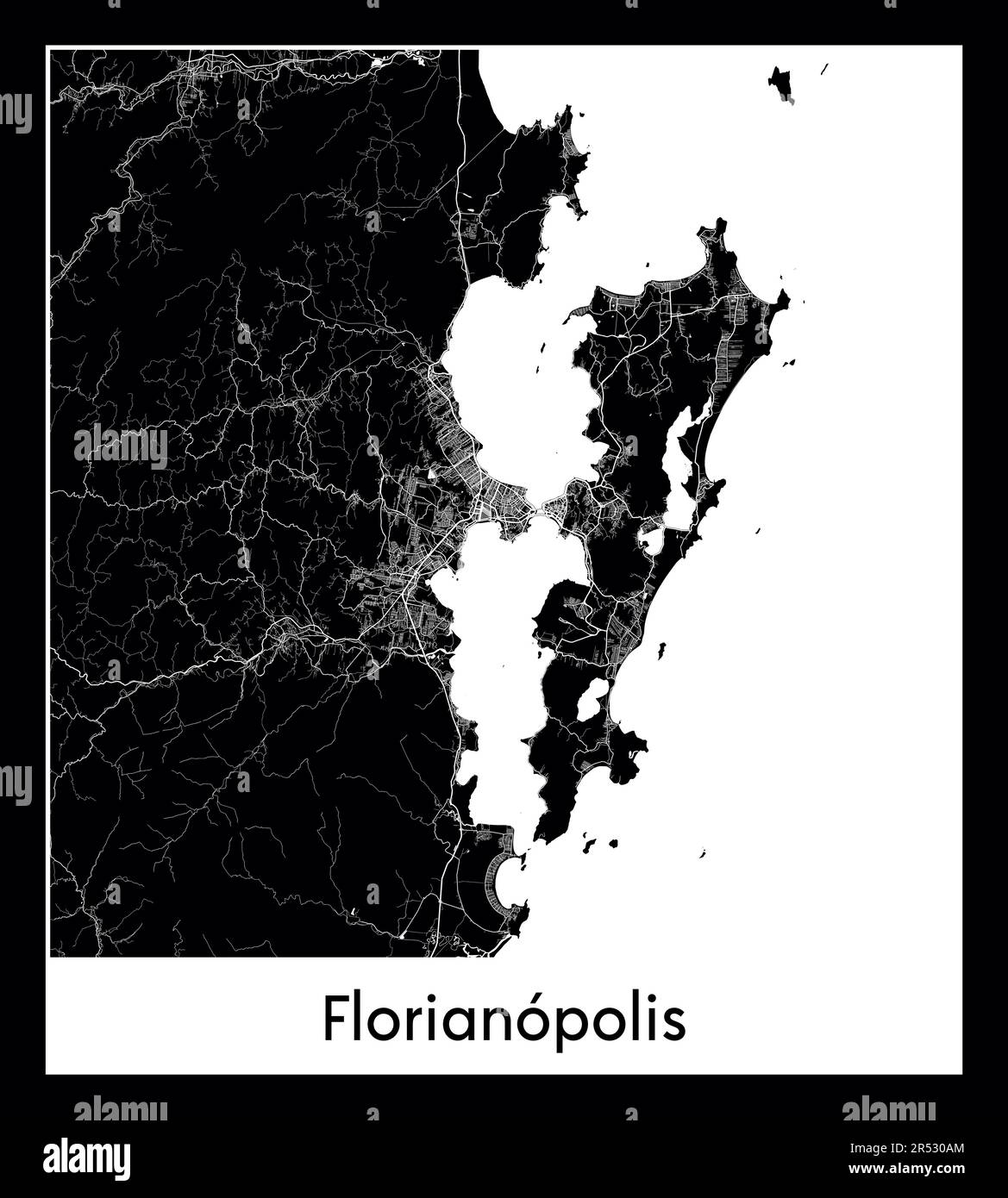 Minimal city map of Florianopolis (Brazil South America Stock Vector