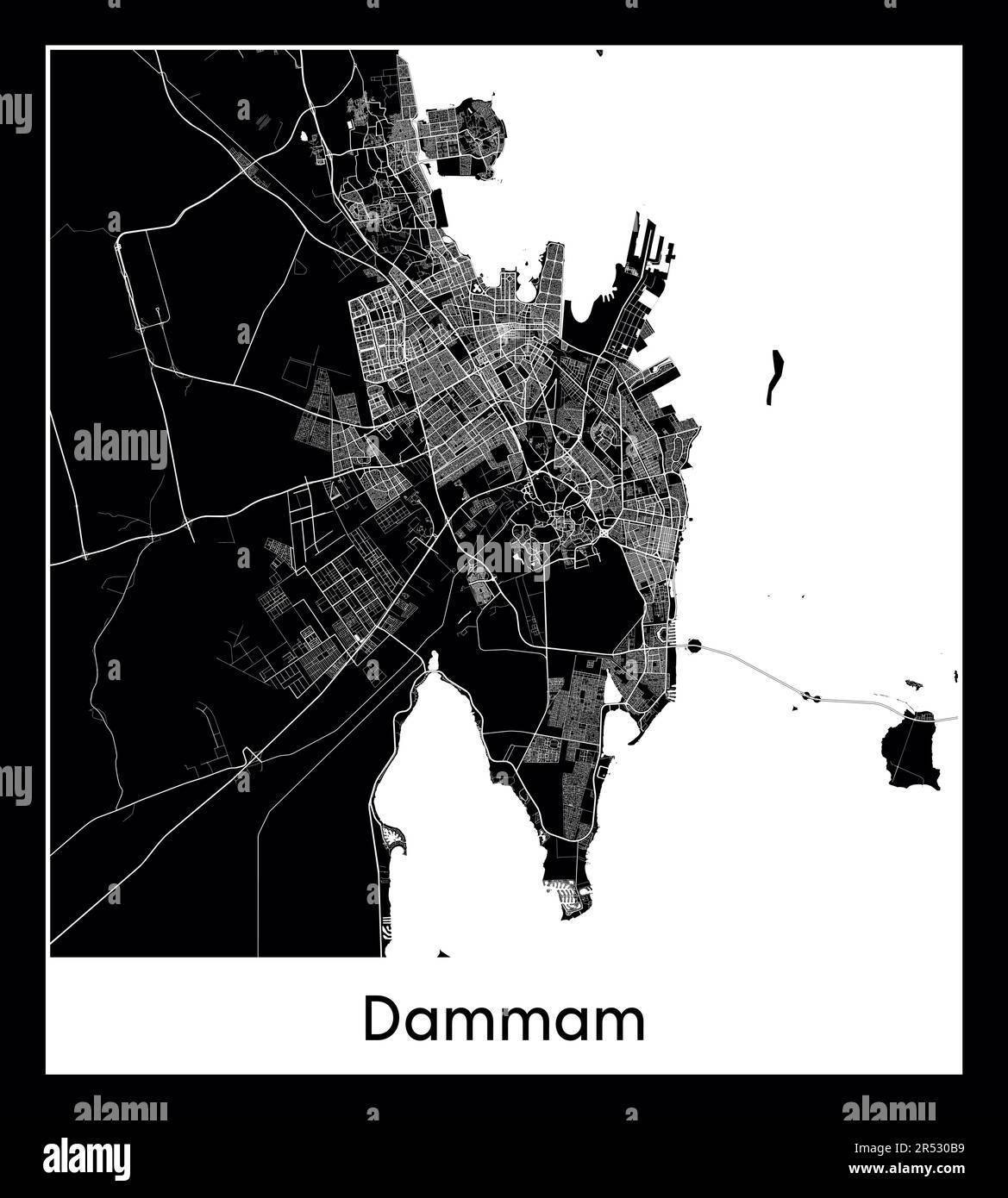 Minimal city map of Dammam (Saudi Arabia Asia) Stock Vector