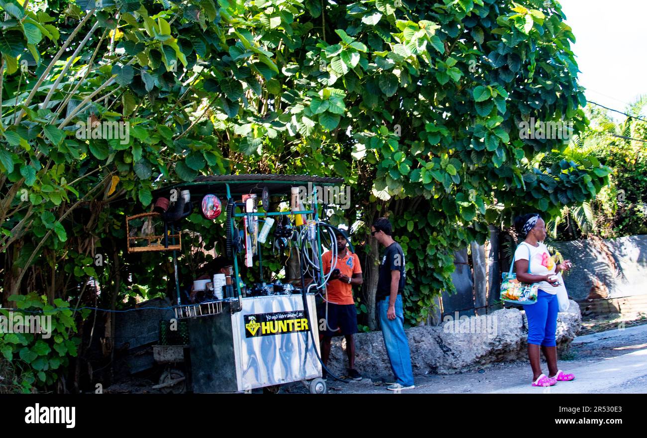 Items for sale at a store front in Havana, Cuba. Stock Photo