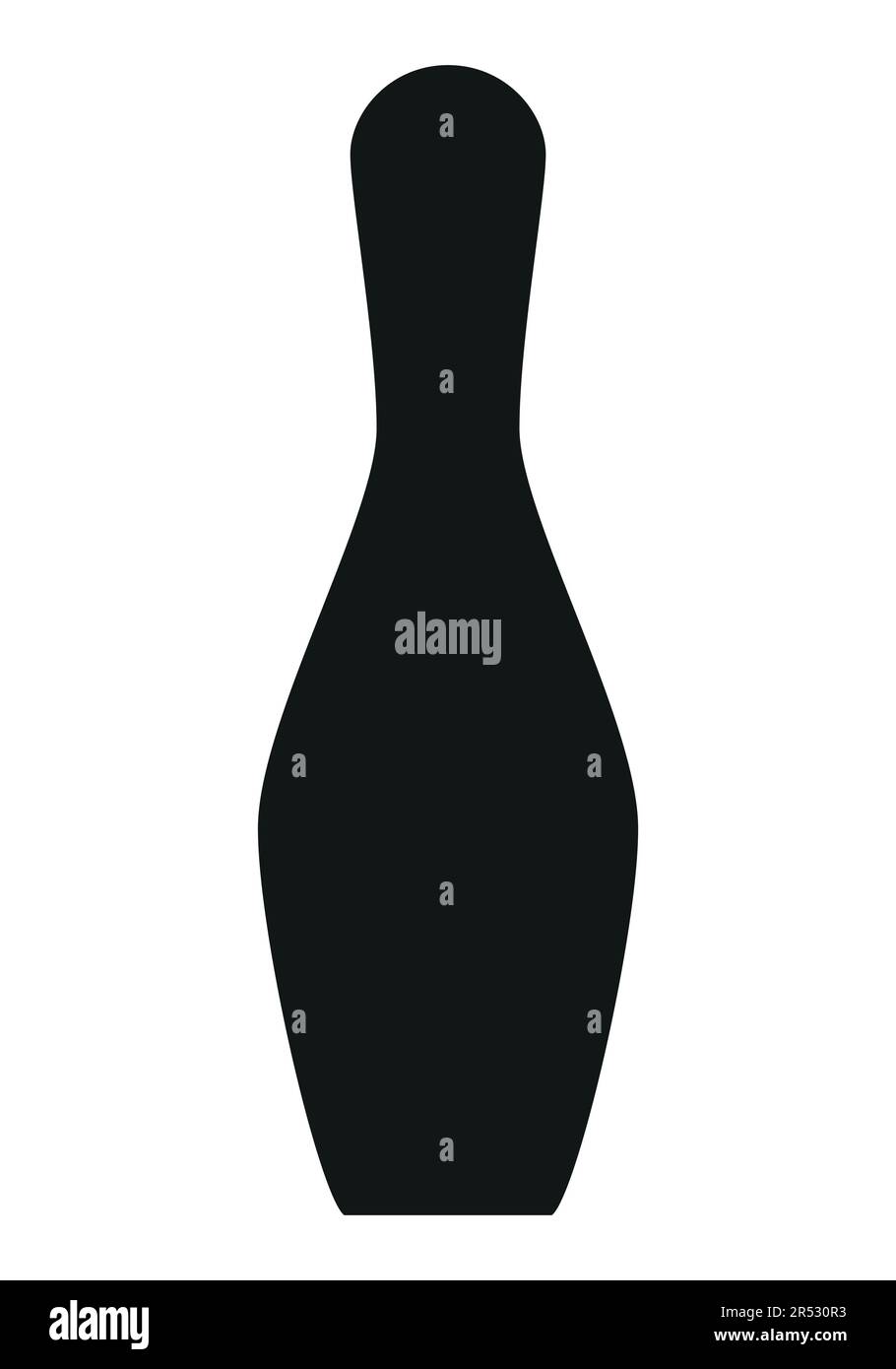 Bowling pin black and white vector silhouette illustration, white