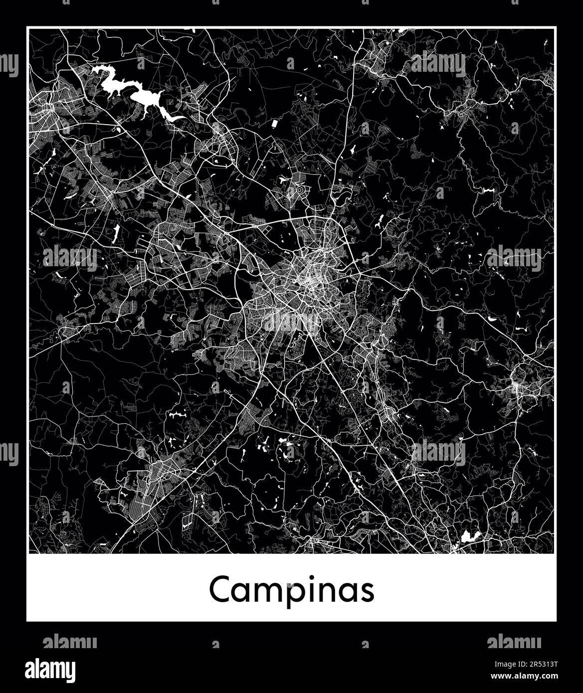 Minimal city map of Campinas (Brazil South America Stock Vector Image