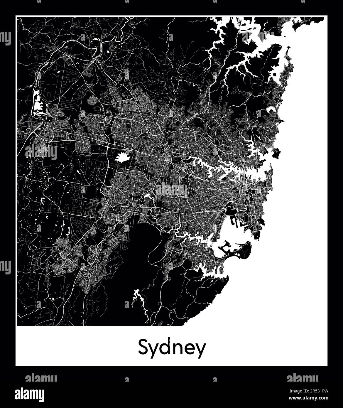 Minimal city map of Sydney ( Australia)Minimal city map of Sydney ...