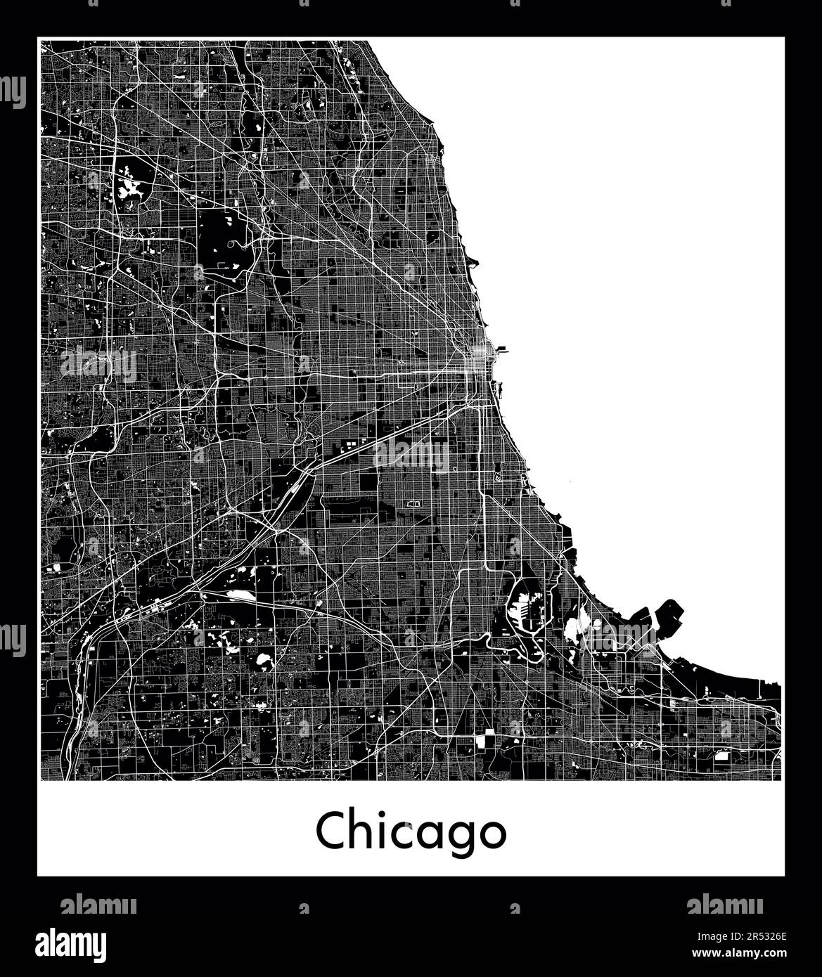 Minimal city map of Chicago (United States North America Stock Vector