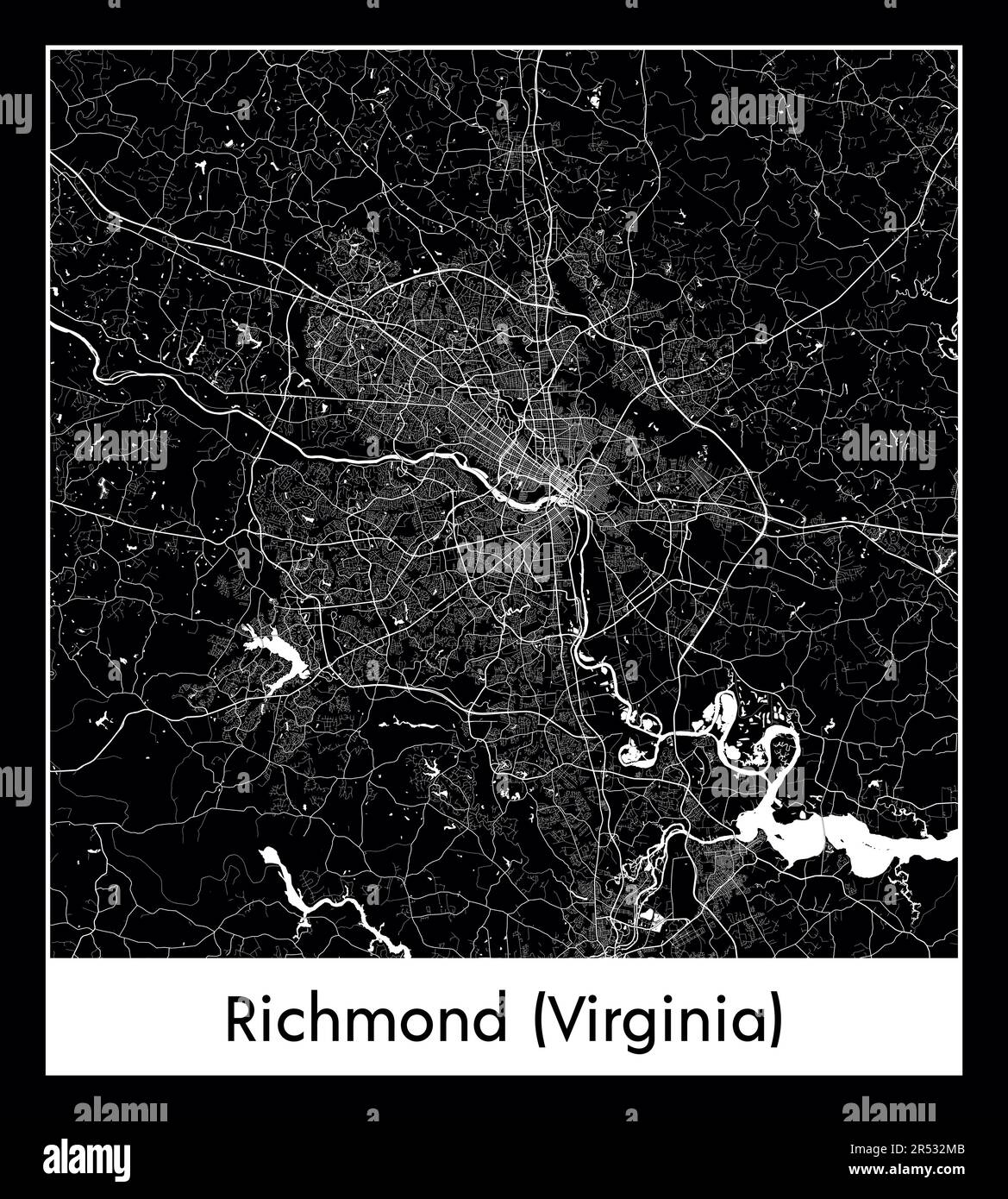 Minimal city map of Richmond (Virginia) (United States North America Stock Vector Image & Art
