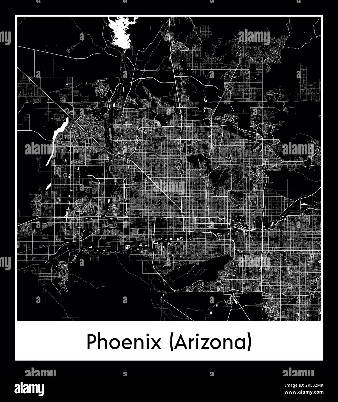 Minimal city map of Phoenix (Arizona) (United States North America