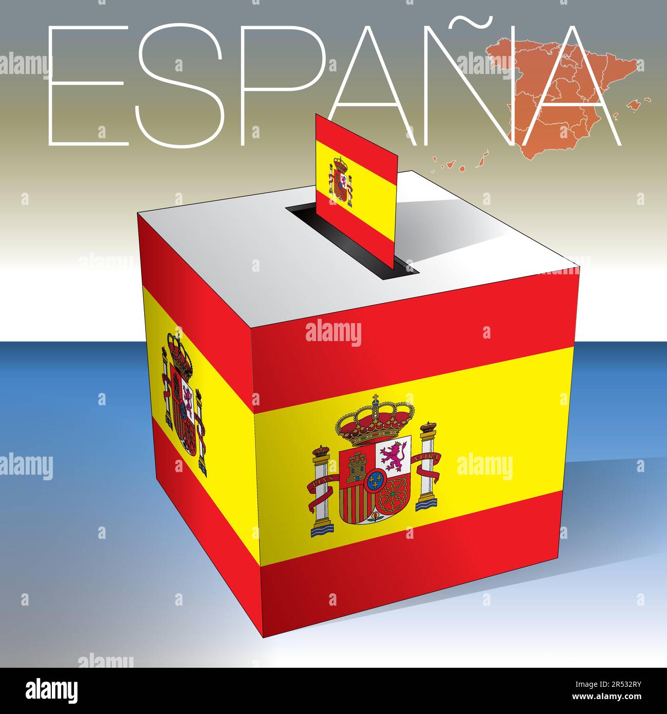Spain, ballot box with spanish flag, elections, vector illustration