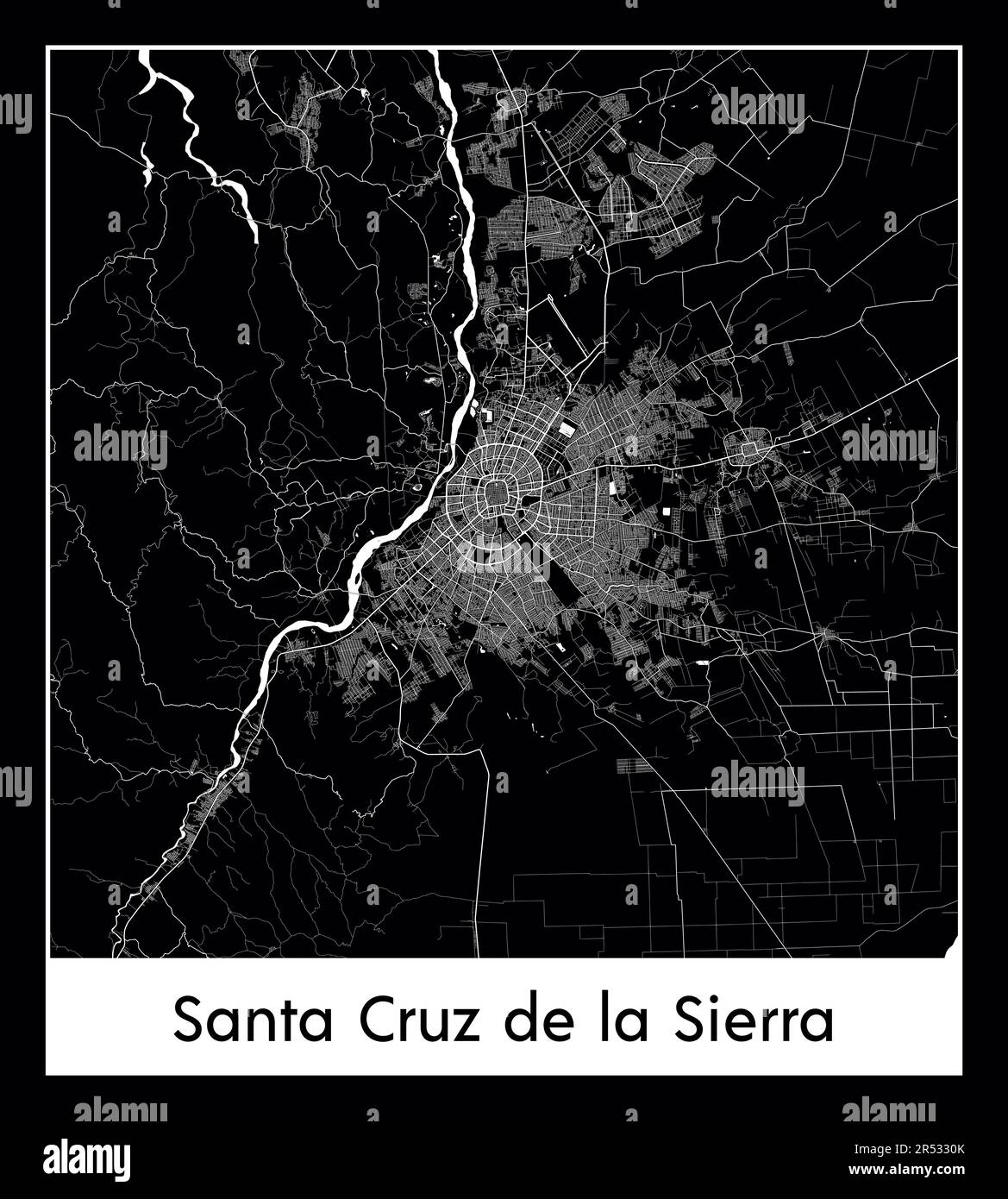 Minimal city map of Santa Cruz de la Sierra (Bolivia South America) Stock Vector