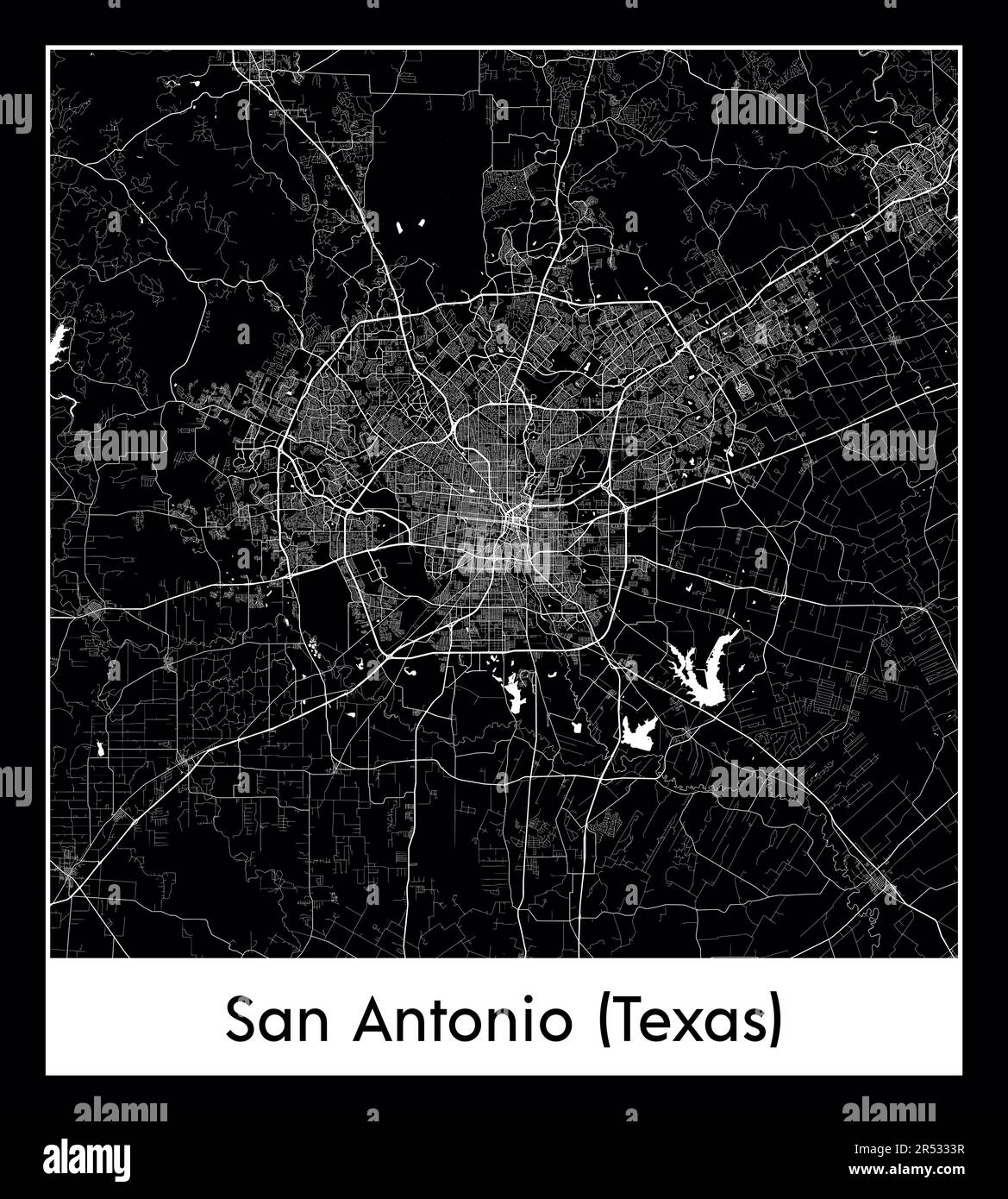 Minimal city map of San Antonio (Texas) (United States North America