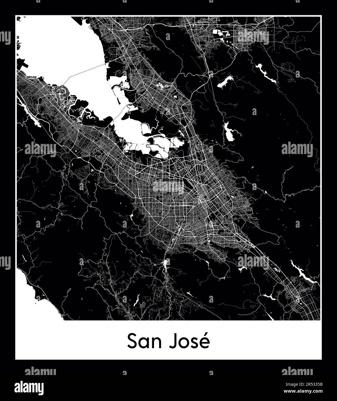 Minimal city map of San Jose (United States North America) Stock Vector