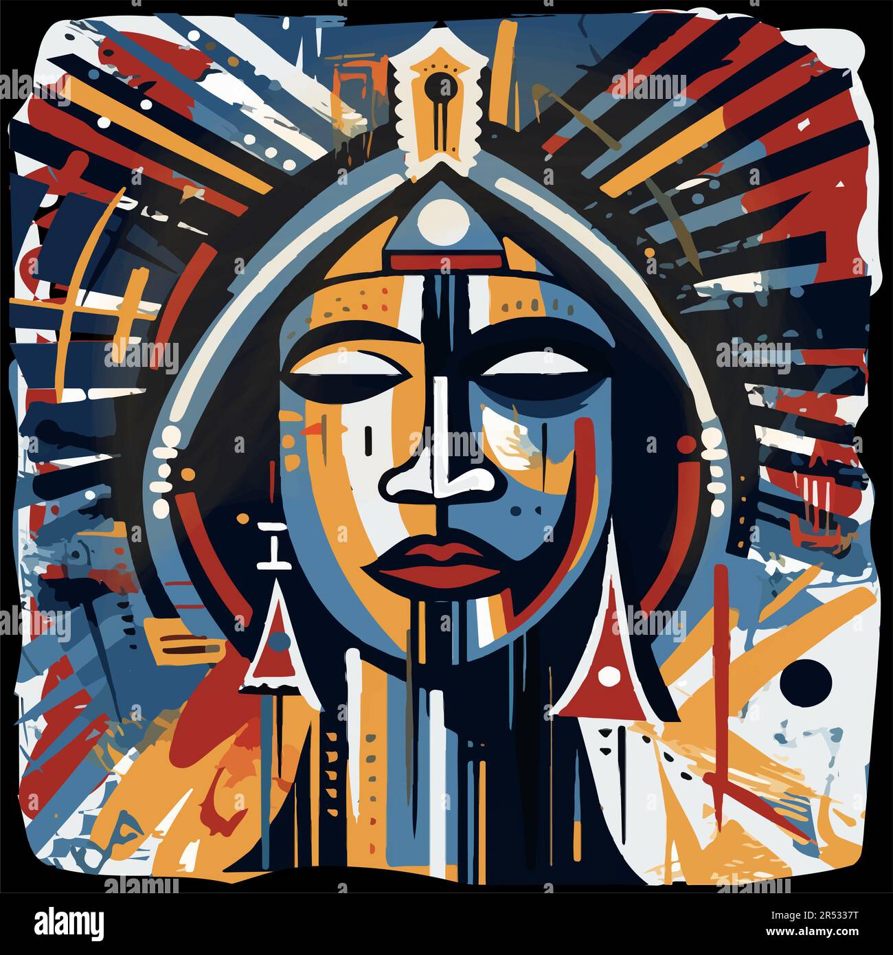 Vector graphic of the Virgin Mary in street art style Stock Vector