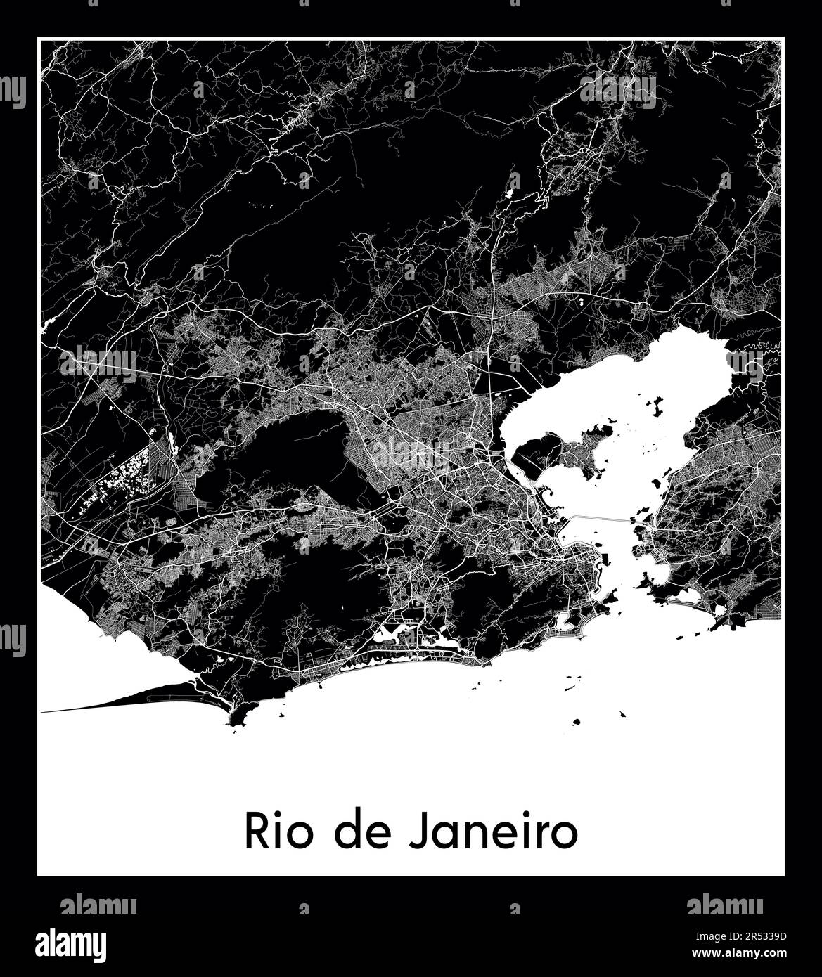 Map of rio de janeiro Stock Vector - Minimal City Map Of Rio De Janeiro Brazil South America 2R5339D