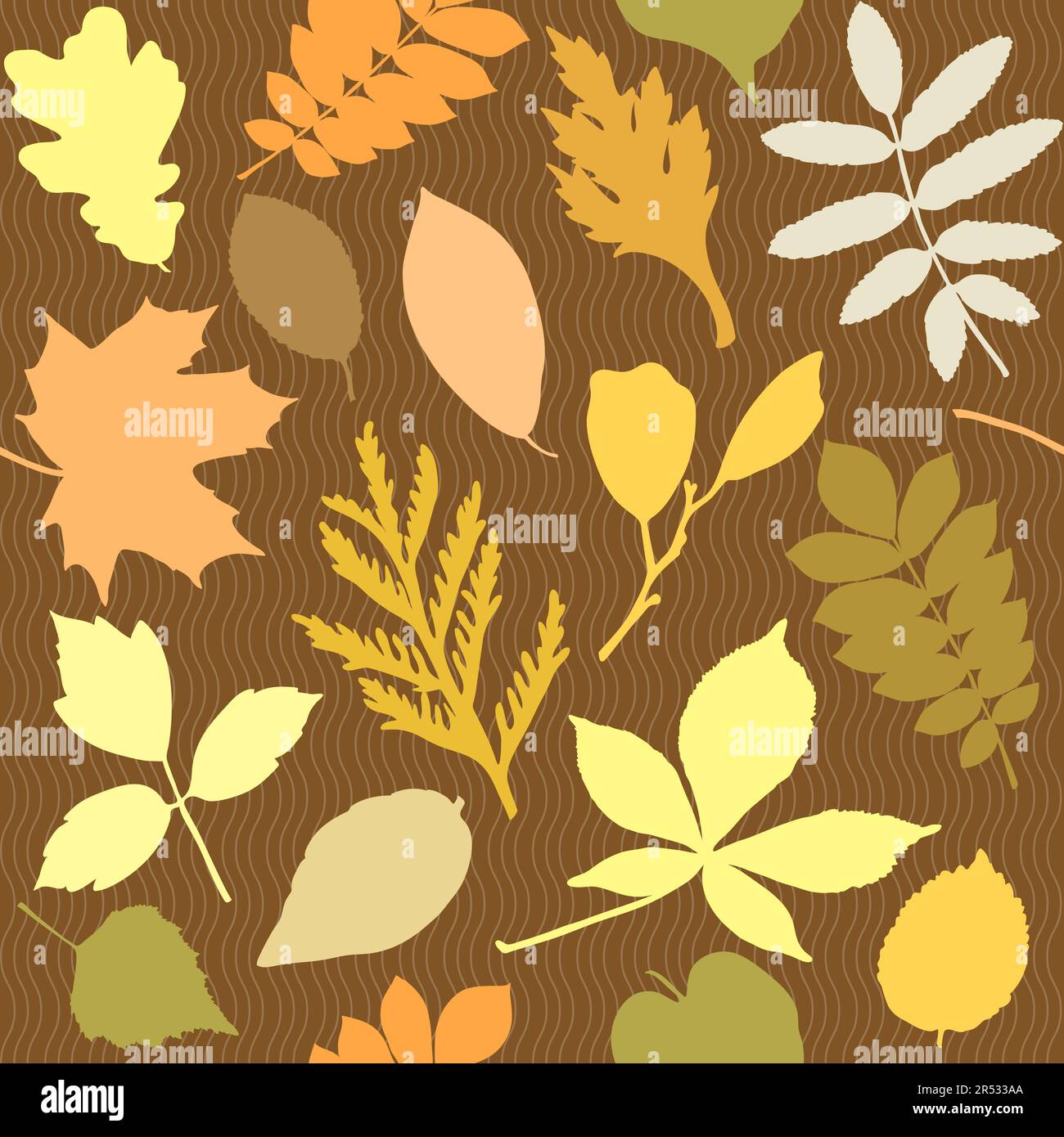 Seamless pattern with different leaves silhouettes Stock Vector