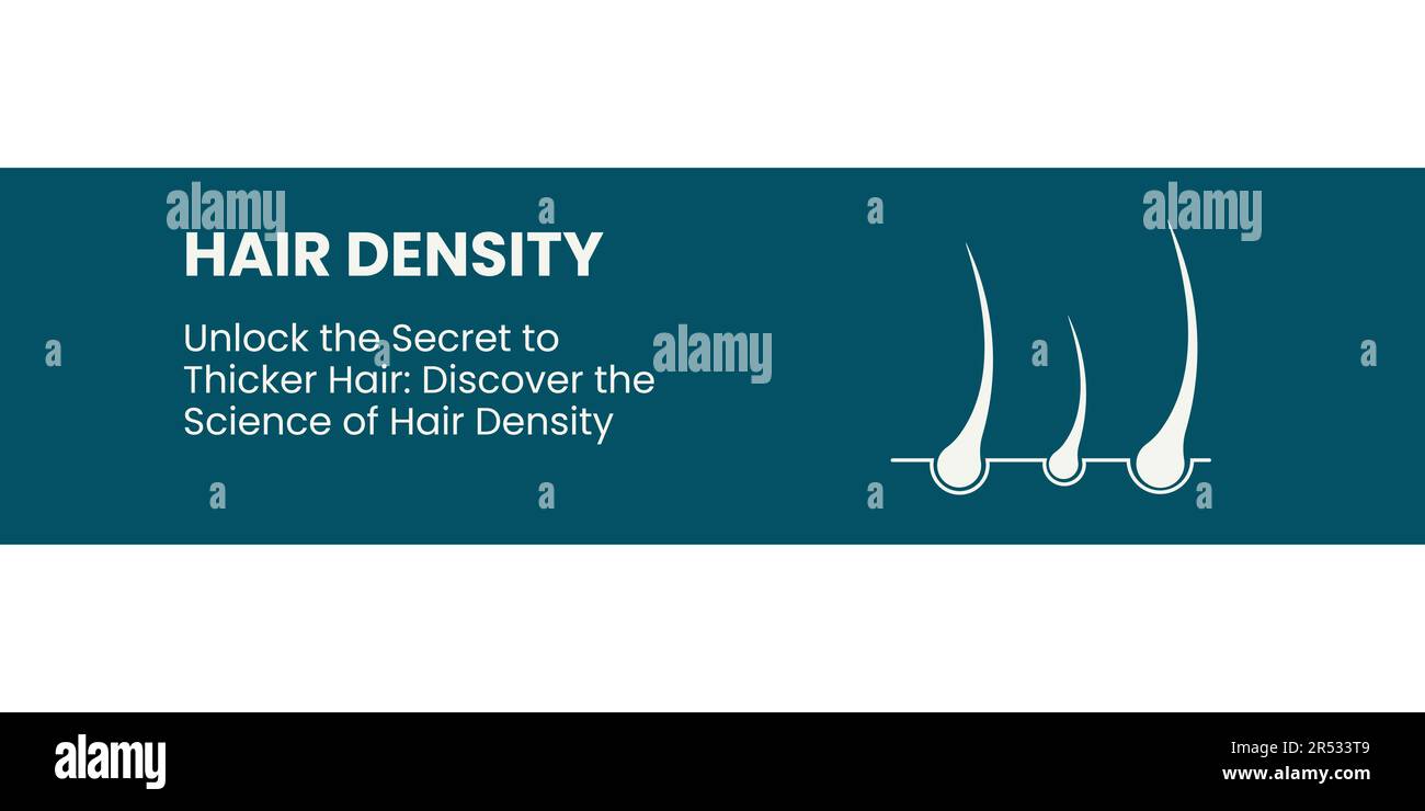 Hair Density Banner on Blue Background. Stylish Banner with Text and Icons for Healthcare and Medical Stock Vector