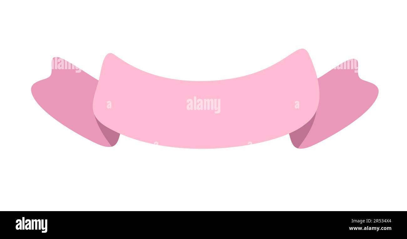 Pink ribbon banner icon, Web design element. Hand drawn vector ...