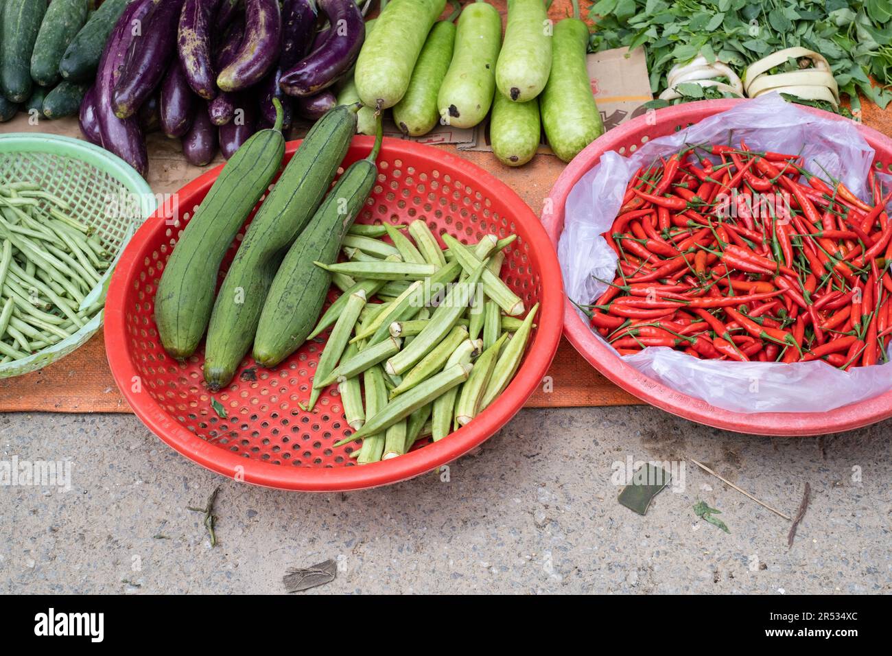 Fresh vegetables for sale in Hoi An Market, Hoi An, Vietnam Stock Photo