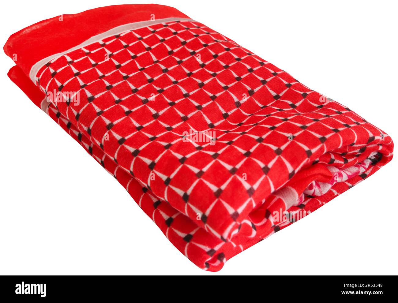 Red sild folded scarf closeup isolated Stock Photo