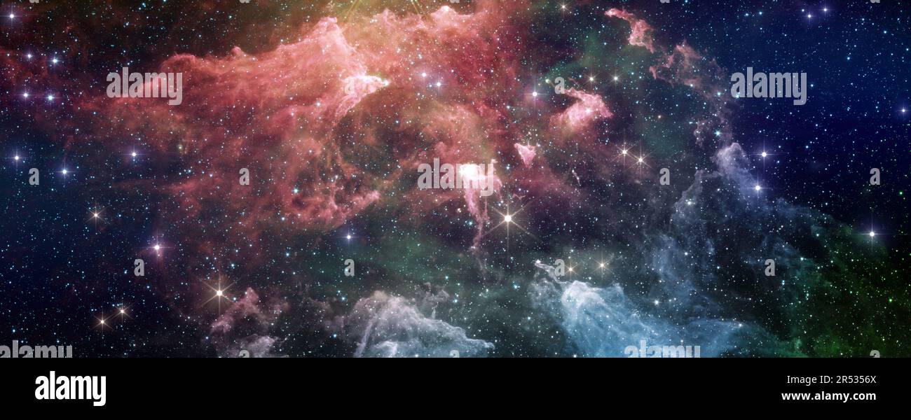 Nebula and galaxies in space. Eta Carinae, Carina Nebula - this colossal cloud of gas and dust. Elements furnished by NASA. Stock Photo