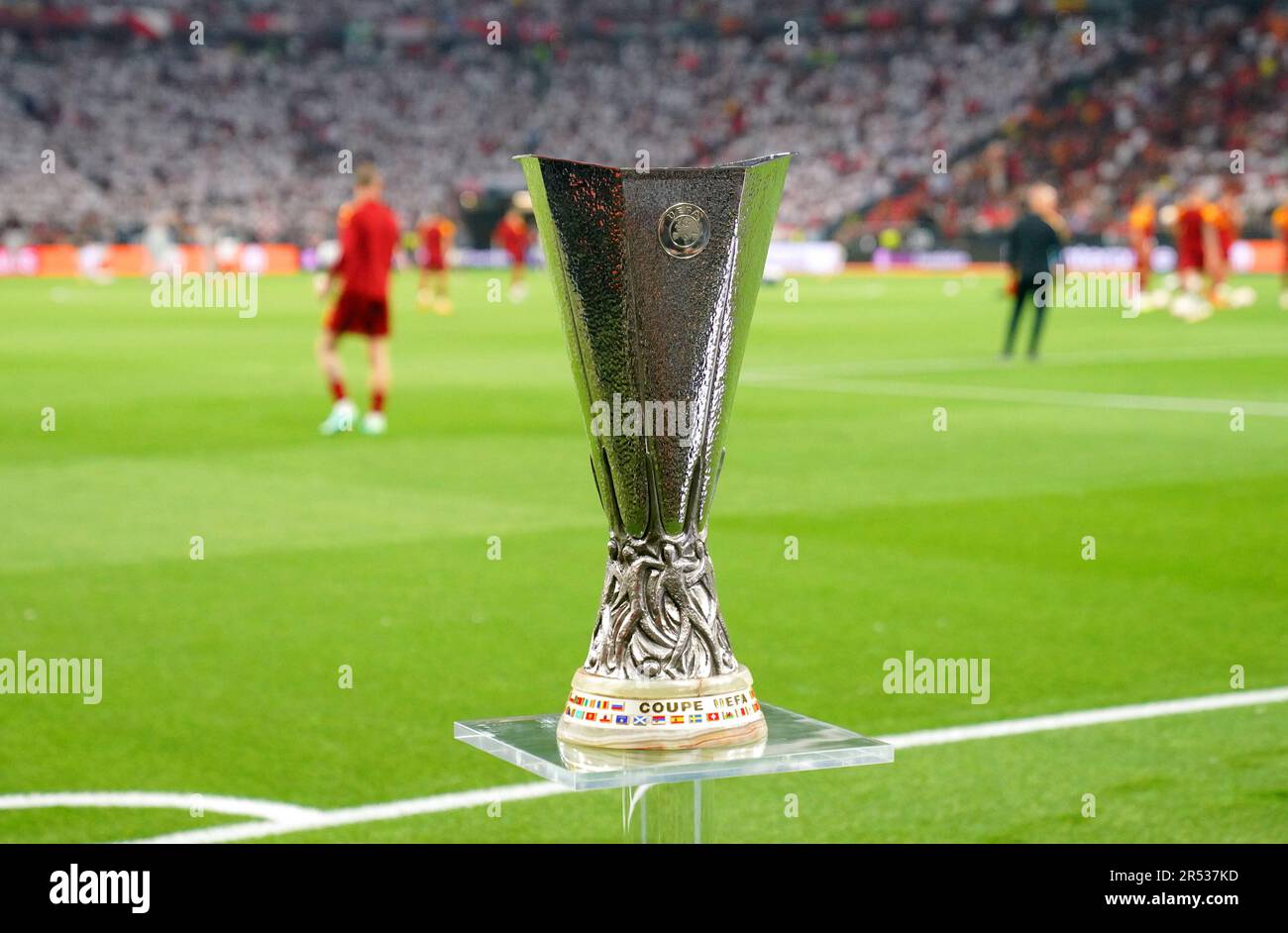The UEFA Europa League Trophy on display ahead of the UEFA Europa