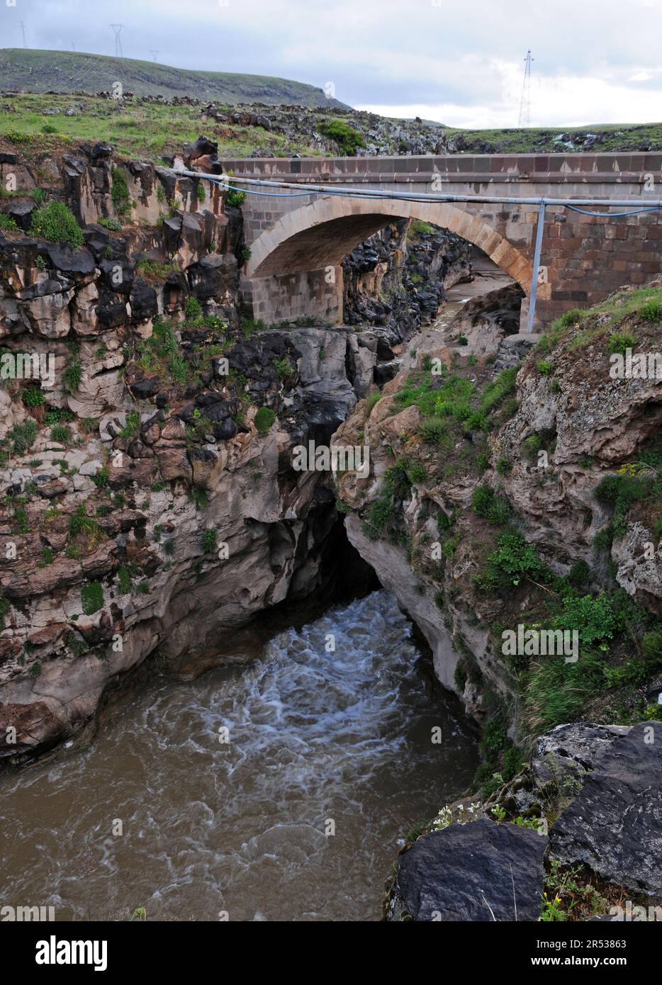 Historical Seytan Bridge in Van, Turkey. Stock Photo