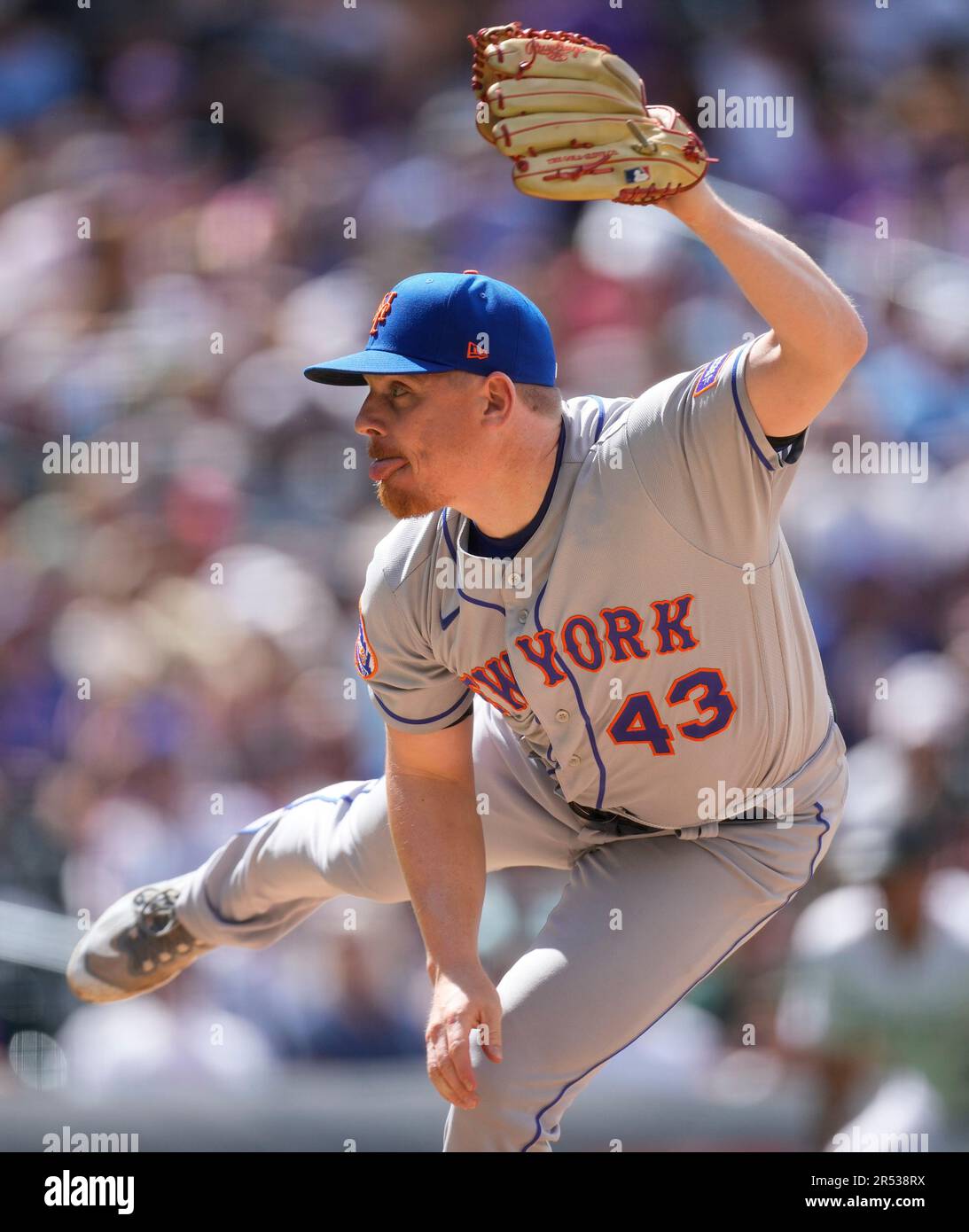 New York Mets relief pitcher Jeff Brigham (43) in the seventh inning of