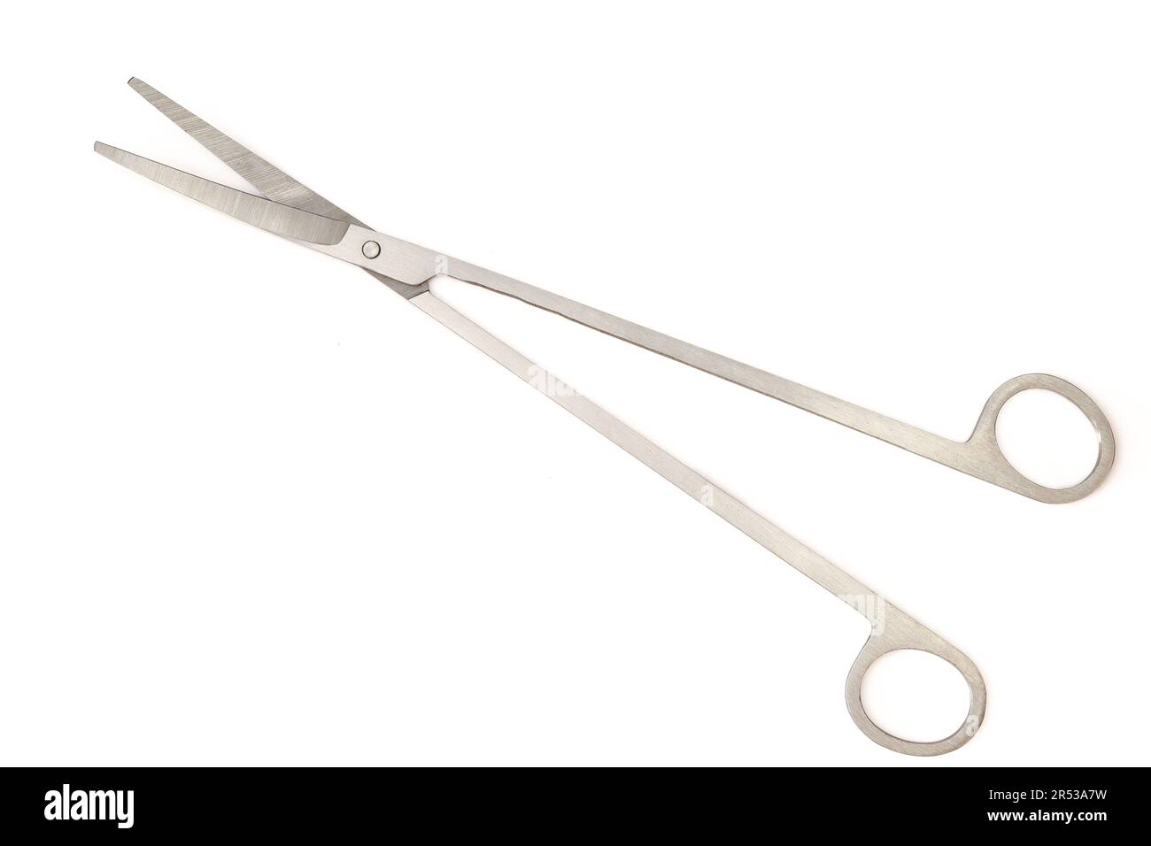 Long metal medical scissors isolated on white background Stock Photo ...