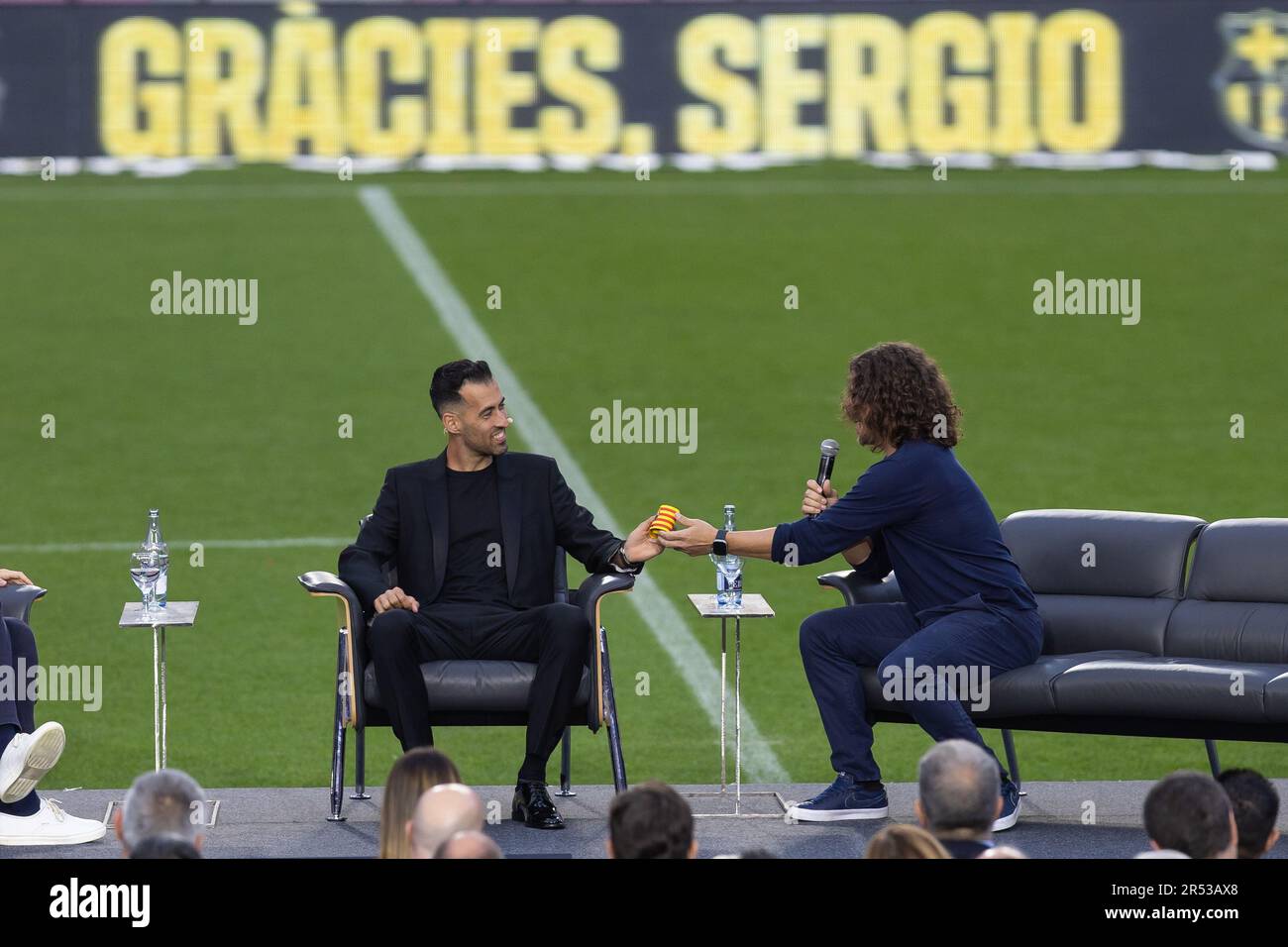 Barcelona, Spain. 31st May, 2023. BARCELONA, SPAIN - MAY 31: .Carles Puyol during Sergio Busquets farewell at the Spotify Camp Nou on May 31, 2023 in Barcelona, Spain (Credit Image: © Gerard Franco/DAX via ZUMA Press Wire) EDITORIAL USAGE ONLY! Not for Commercial USAGE! Stock Photo