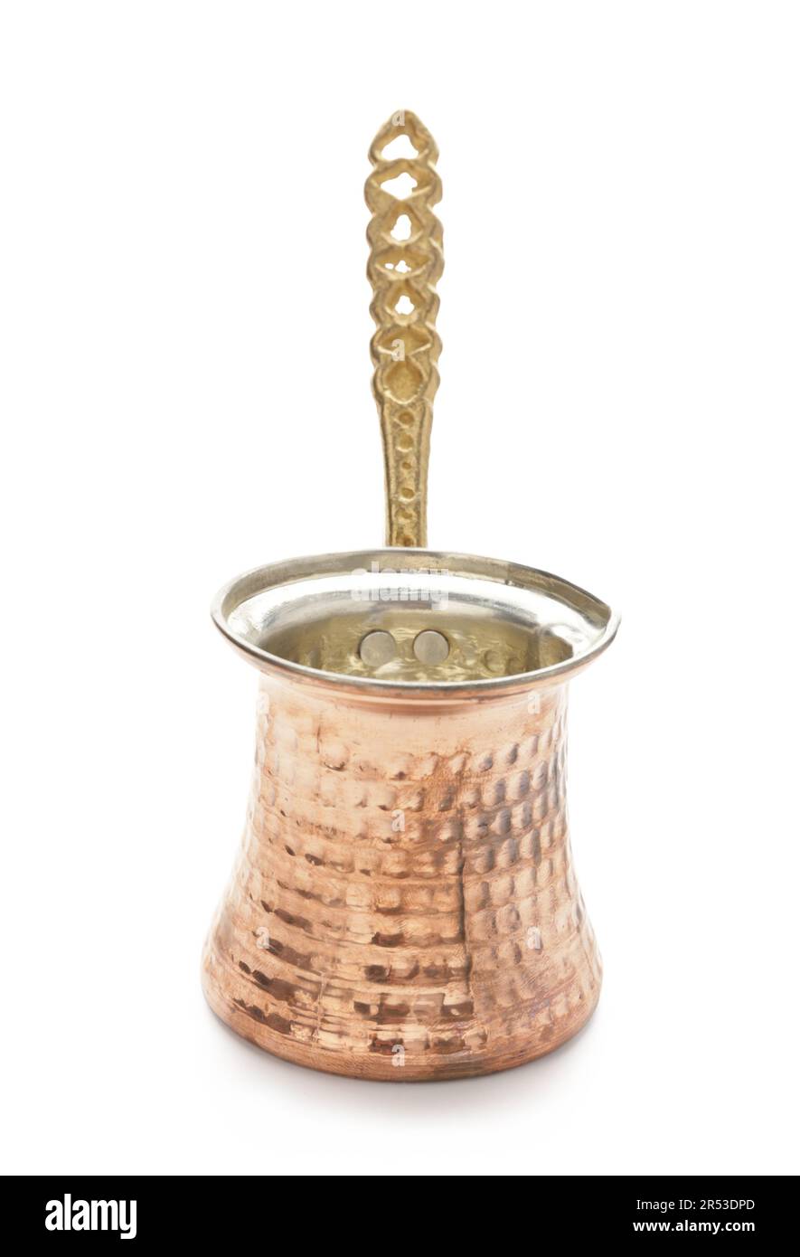 Copper cezve on white background Stock Photo - Alamy
