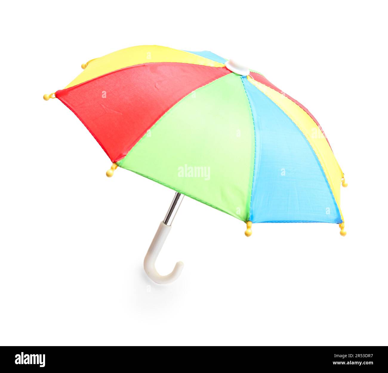 Mini colorful umbrella on white background Stock Photo
