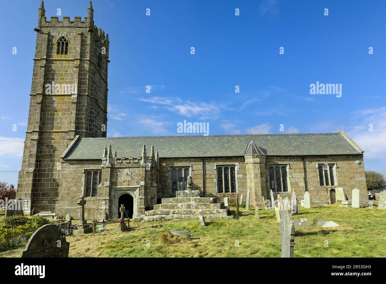 The parish Church of St Buryan, St Buryan, Cornwall, England, UK Stock