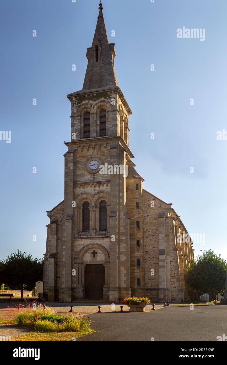 Church in Bénezet in Allier, France, on a sunny summer afternoon Stock Photo