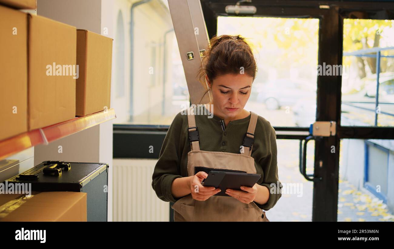 Employee using landline phone call to discuss barcode verification with