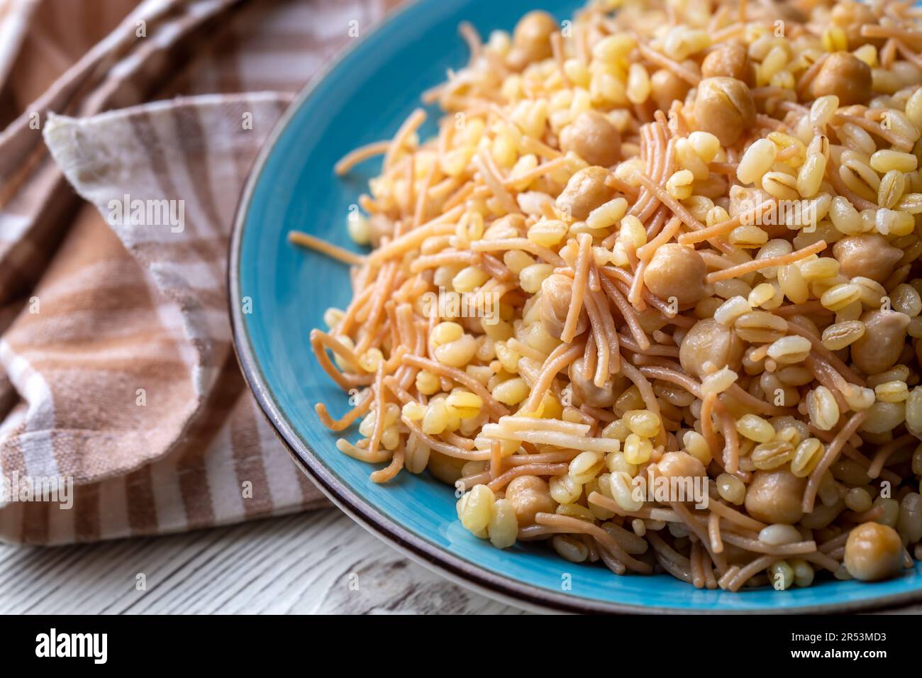 Traditional delicious Turkish food; bulgur pilaf with chickpea (Turkish