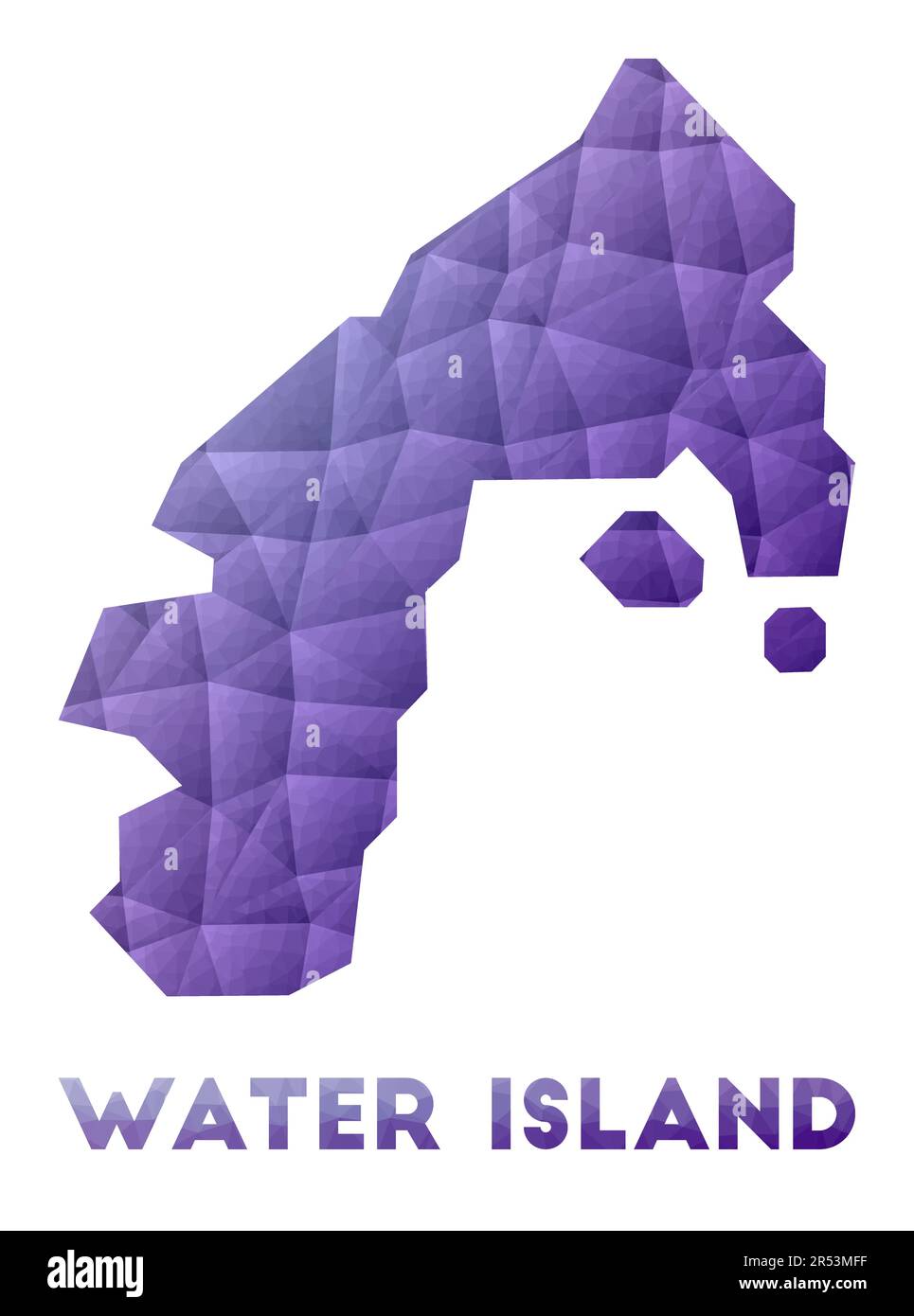 Map of Water Island. Low poly illustration of the island. Purple