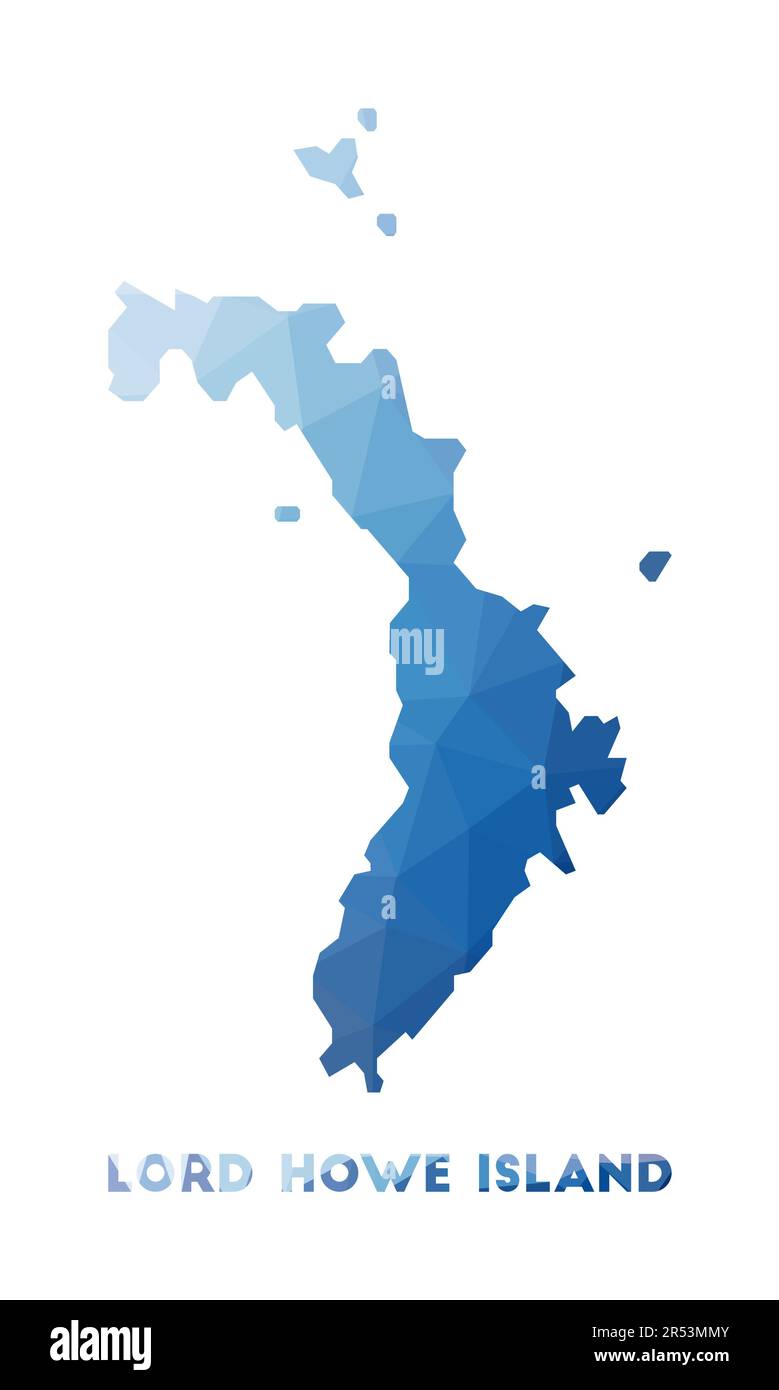 Low poly map of Lord Howe Island. Lord Howe Island polygonal map. Technology, network