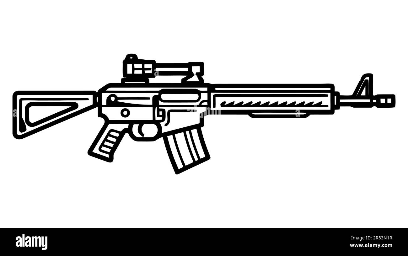 Assault Rifle Vector Isolated On White Background Assault Rifle Weapon Game Vector 1469